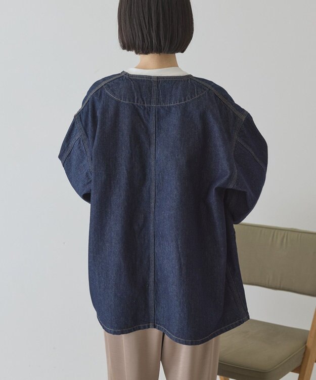 AMERICAN HOLIC ノーカラーデニムカバーオール One Wash