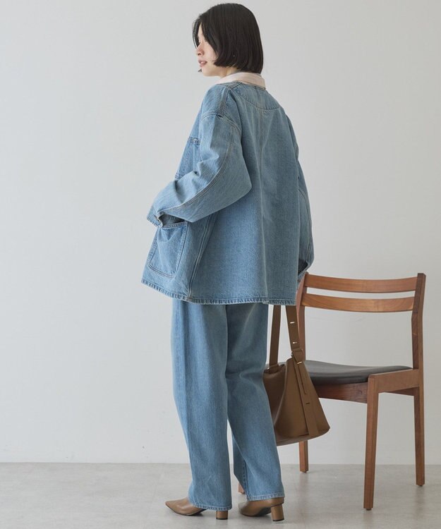 AMERICAN HOLIC ノーカラーデニムカバーオール Light Indigo