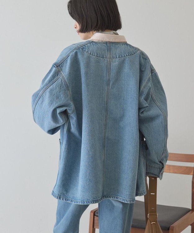 AMERICAN HOLIC ノーカラーデニムカバーオール Light Indigo
