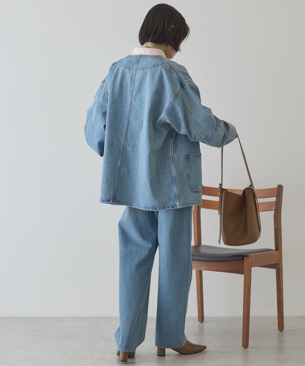 AMERICAN HOLIC ノーカラーデニムカバーオール Light Indigo
