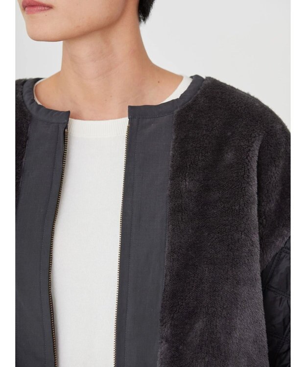 AMERICAN HOLIC キルポカリバーシブルキルティングミディコート Black