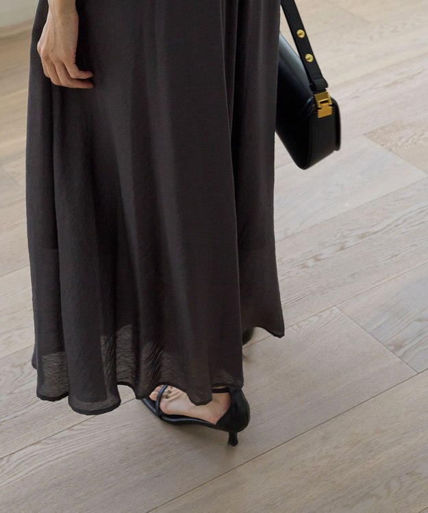 UNFILO ヴィンテージシアー ギャザーワイドパンツ チャコール