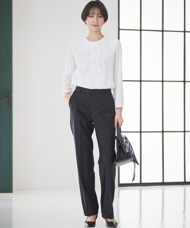 23区 【洗える】ジョーゼットフリル ブラウス ホワイト系