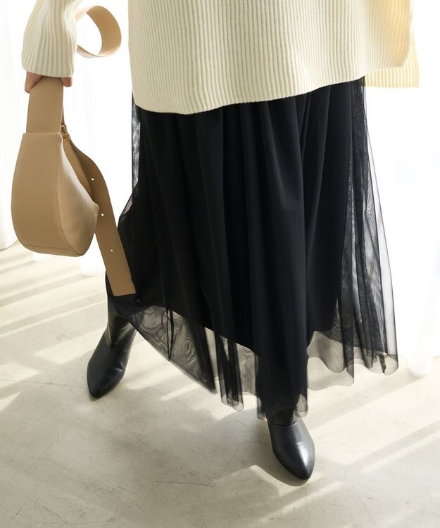 UNFILO L チュールスカート ブラック