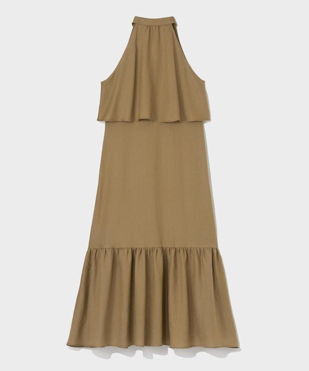 GRACE CONTINENTAL リネンライクホルタードレス ベージュ