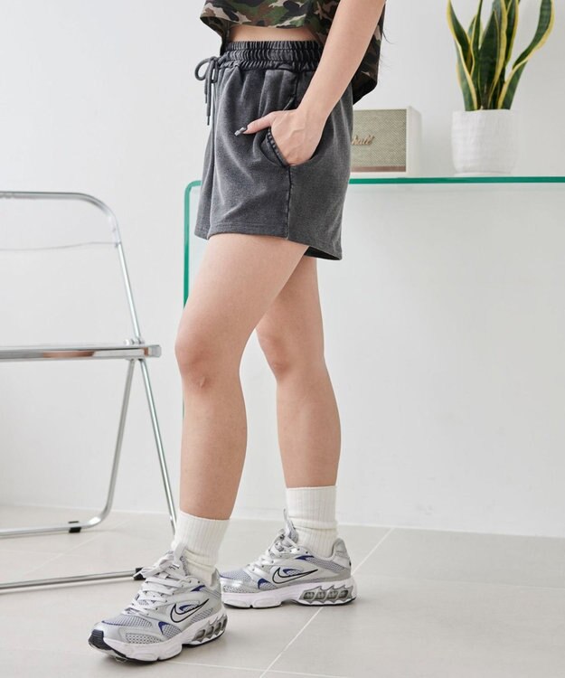 WEGO 【ウエストゴム】スウェットショートパンツ スミクロ