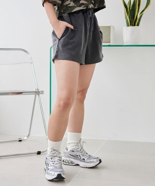 WEGO 【ウエストゴム】スウェットショートパンツ スミクロ