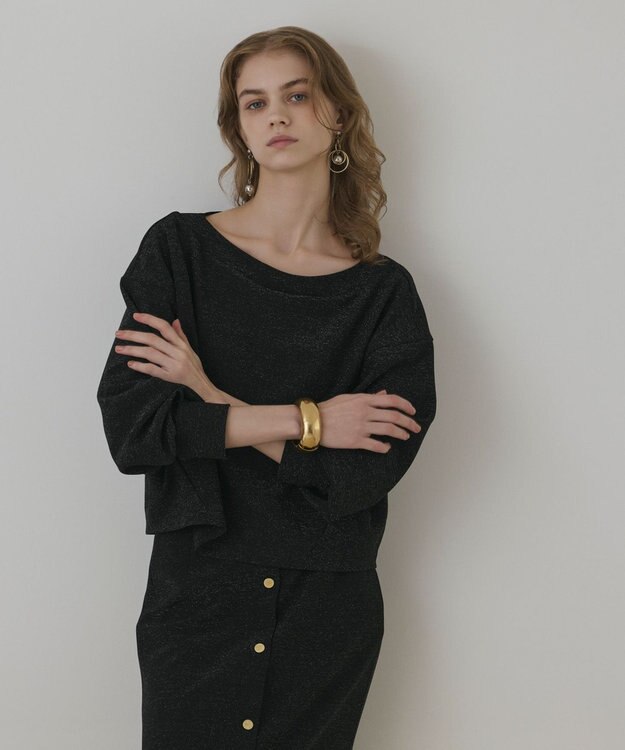 GRACE CONTINENTAL ラメカットトップ ブラック