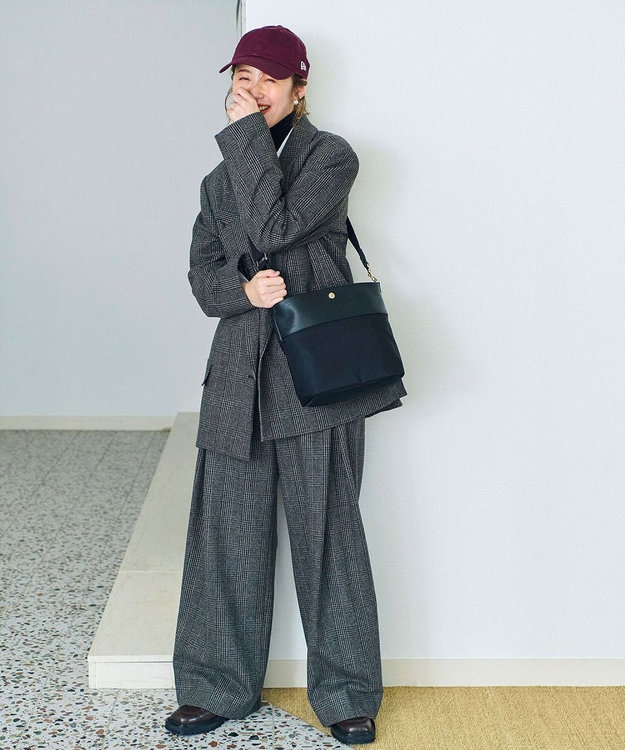 TOPKAPI 【Breath TOPKAPI】RIPPLE リプル ナイロン コンビ ベルト デザイン ショルダー バッグ ブラック