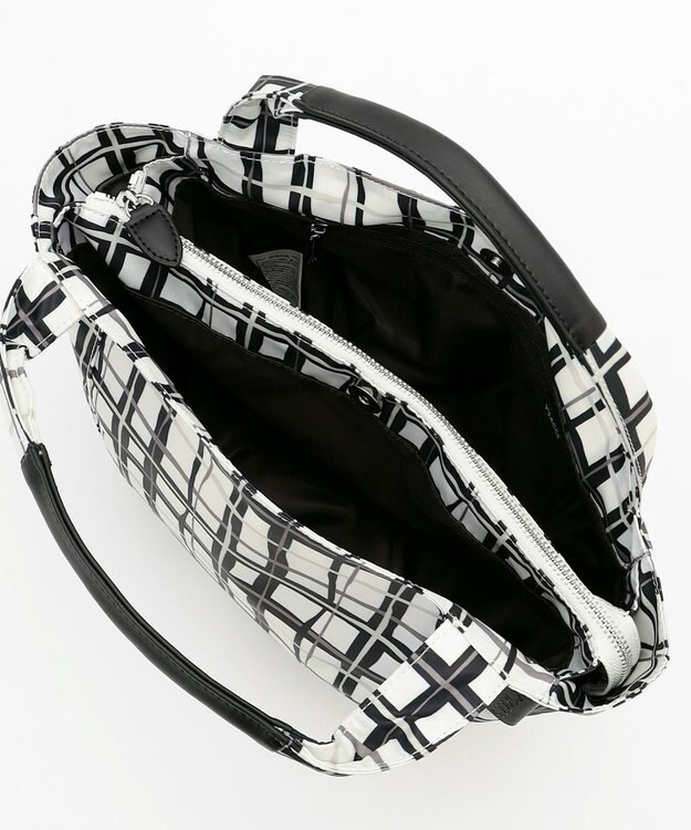 Y'SACCS 総柄プリントミニトートバッグ ブラック（チェック柄）