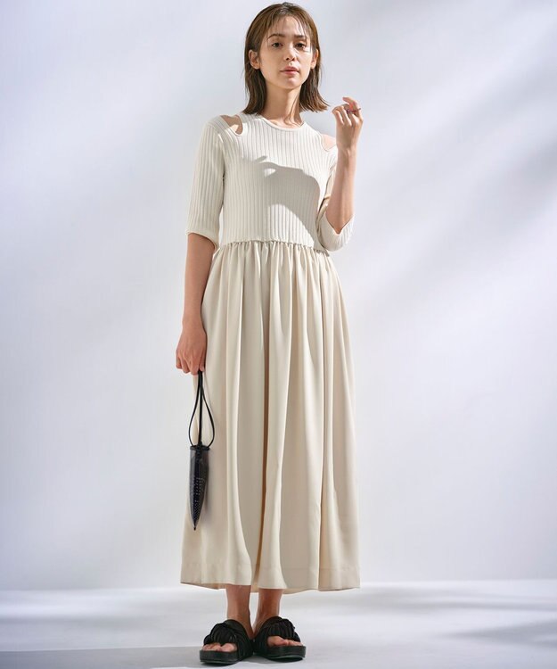 組曲 L 【組曲×setsuko sagittaire】ニットコンビドレス シャンパンベージュ系