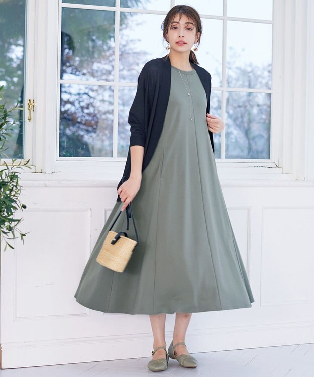 Tiaclasse 【洗える】カットソーワンピース カーキ