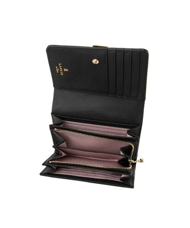 LANVIN en Bleu カルノ 二つ折り中Lファスナー財布 ブラック