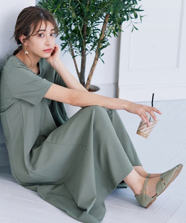 Tiaclasse 【洗える】カットソーワンピース カーキ