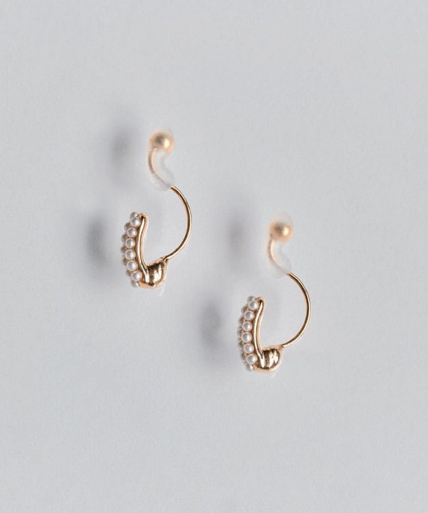 Phoebe 【金属アレルギー対応】【痛くないシリーズ】グレインパールフープライトフィットイヤリング　シャンパンゴールド シャンパンゴールド