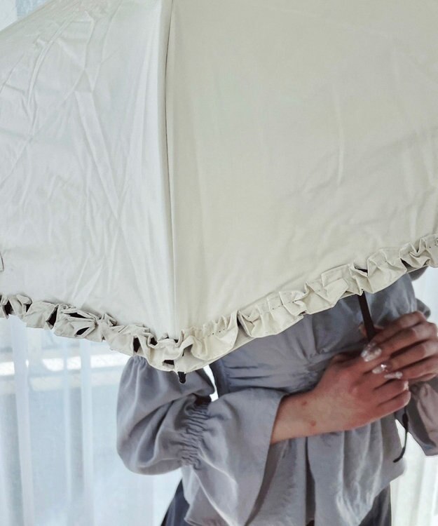 WEGO 【日傘/雨晴兼用/UVカット/日焼け対策/紫外線対策/熱中症対策】PROTECT　U　フリル オフホワイト