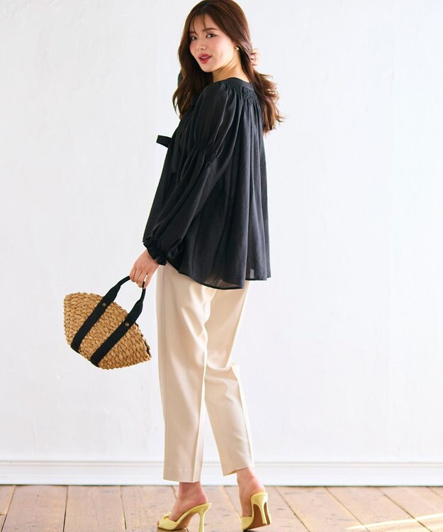 Feroux ダブルリボンシアー ブラウス ブラック系