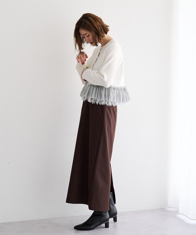 YECCA VECCA レースレイヤードラッフルカーディガン Off White