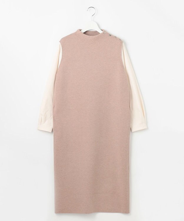 J.PRESS LADIES L 【洗える】CLOTH COMBI KNIT ワンピース ベージュ×アイボリー系