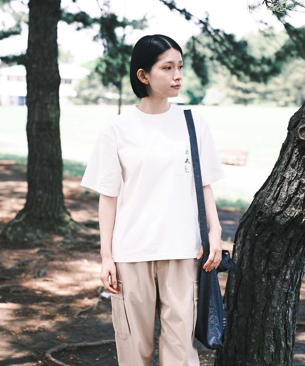 SHARE PARK LADIES 【UVカット・吸水速乾・ストレッチ・軽量 】ロゴポケットTシャツ（S・Mサイズ） ホワイト系