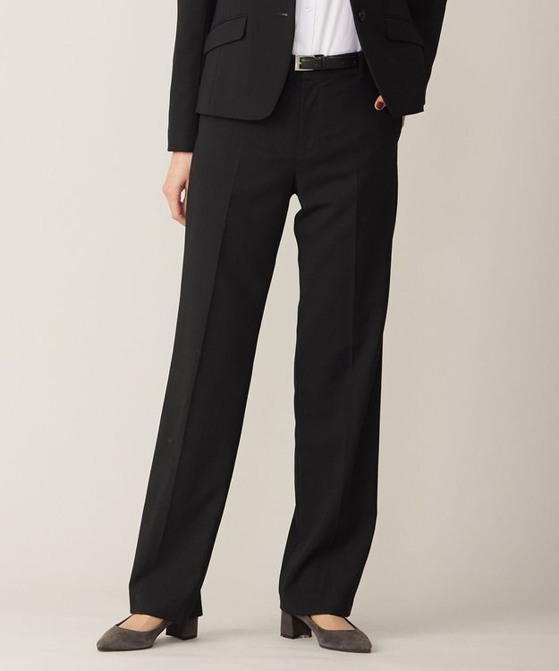 J.PRESS LADIES L 【リクルート対応】テフロンカームスキン ストレート パンツ ブラック系