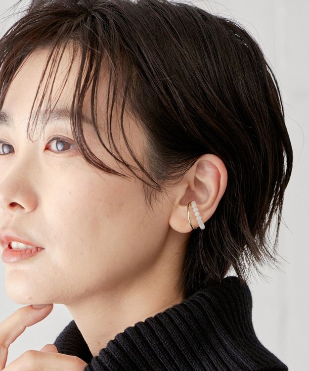 J.PRESS LADIES 【WEB限定】2way 天然石 イヤカフ リング ピンク系