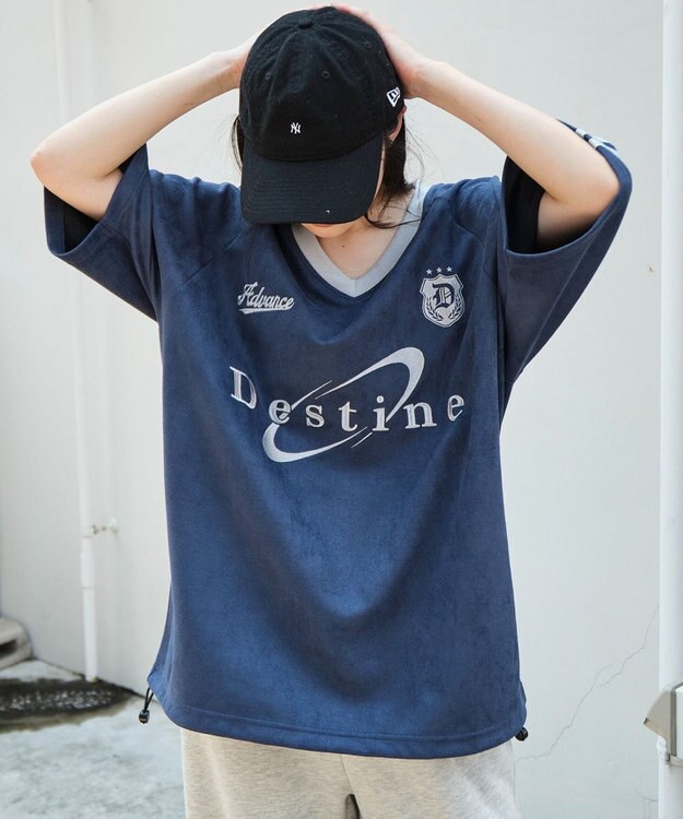 WEGO 【ユニセックス着用ITEM/MLサイズ展開】フェイクスウェードゲームT（SS） ネイビー