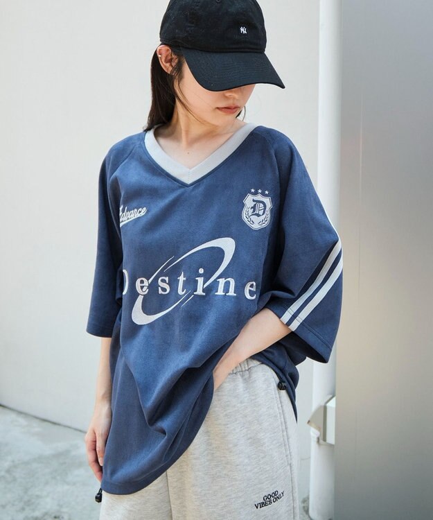 WEGO 【ユニセックス着用ITEM/MLサイズ展開】フェイクスウェードゲームT（SS） ネイビー