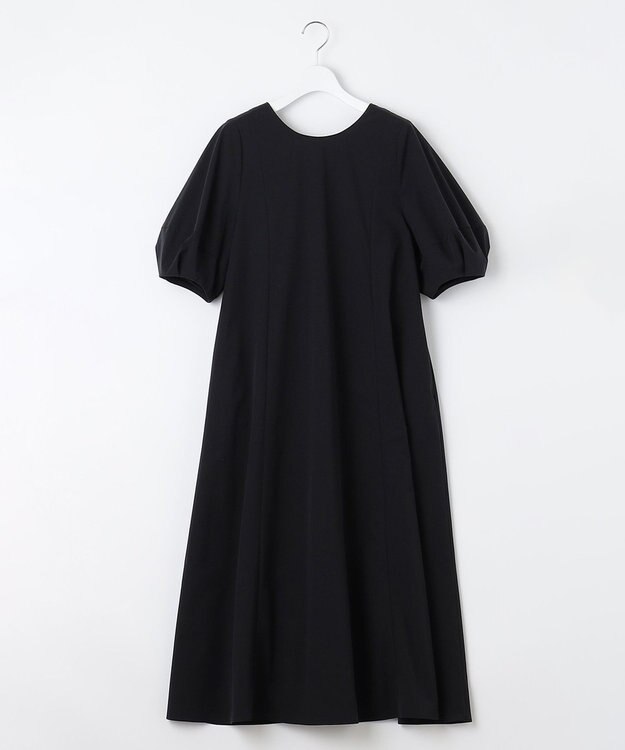 UNFILO 【撥水/シワになりにくい】FINE MOVE ランタンスリーブワンピース ブラック