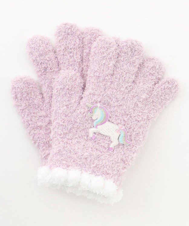ANY KIDS アニマル 刺繍 手袋 ラベンダー×ユニコーン