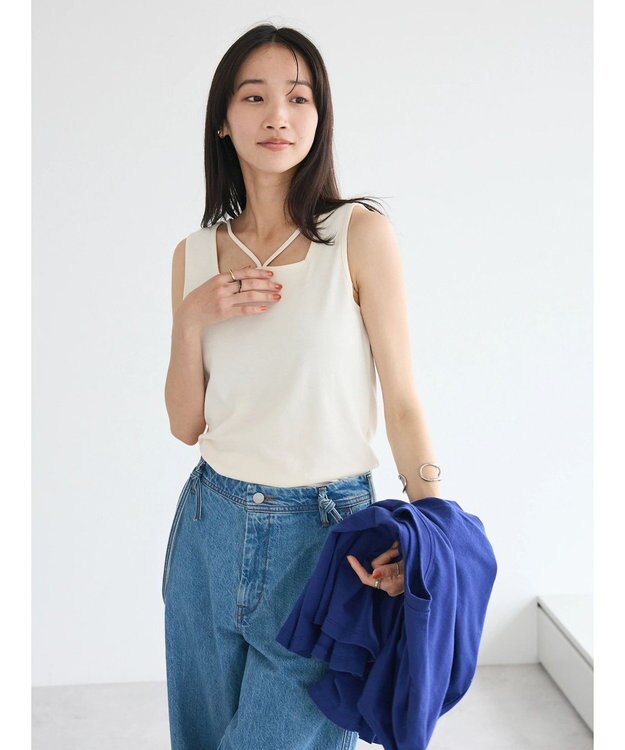 CRAFT STANDARD BOUTIQUE 前後2WAYスクエアデザインタンクトップ Ivory