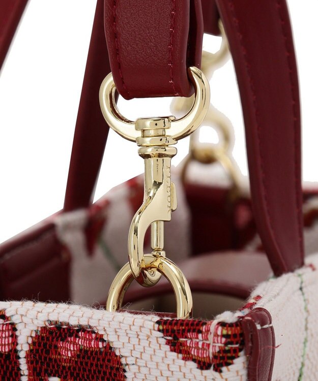 Maison de FLEUR チェリー柄ゴブラン２Ｗａｙスクエアトートバッグ Red