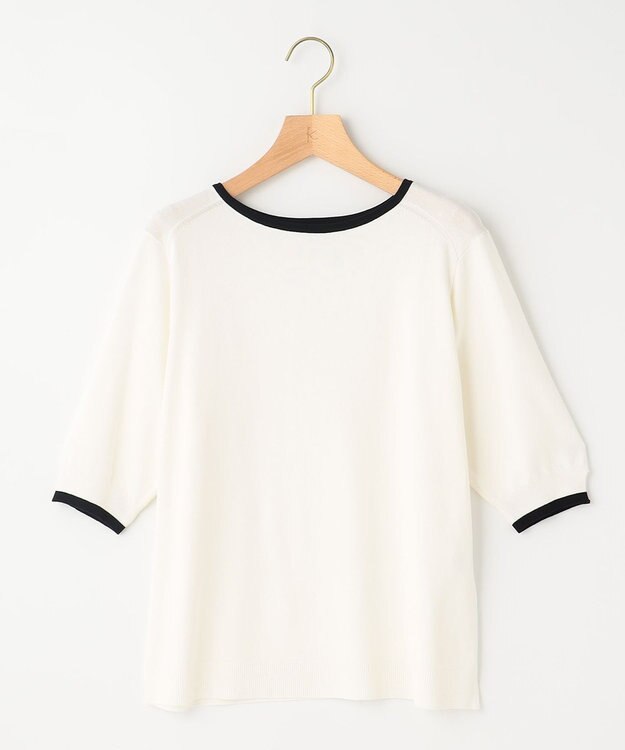 組曲 L 5分袖ニットＴシャツ アイボリー系