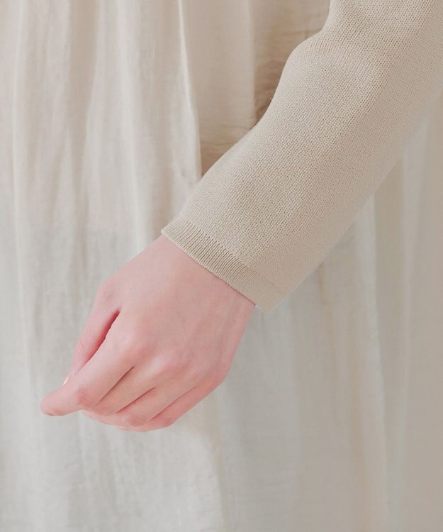 Tiaclasse L ヴィンテージサテンドッキングニットチュニック グレージュ