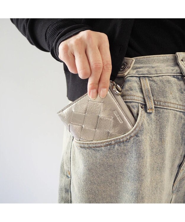 PELLE BORSA L字ファスナーミニ財布 Chrono Luce クロノルーチェ 5853 シルバー