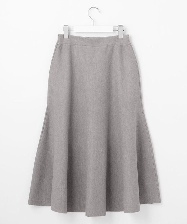 自由区 【セットアップ対応・洗える】ウールミラノニット スカート ライトグレー