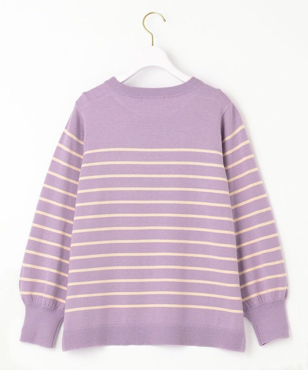 ANY SIS 【Oggi1月号掲載】ショルダーパール調 ニット ラベンダー×アイボリーボーダー