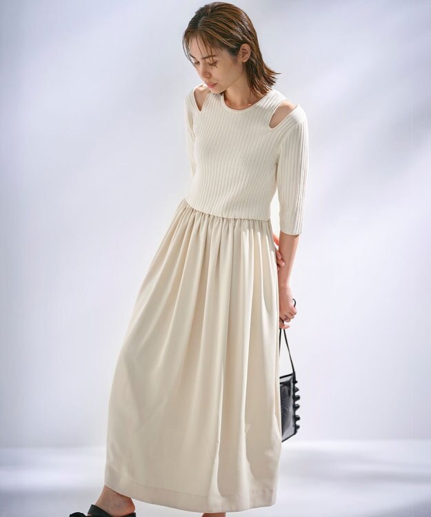 組曲 L 【組曲×setsuko sagittaire】ニットコンビドレス シャンパンベージュ系