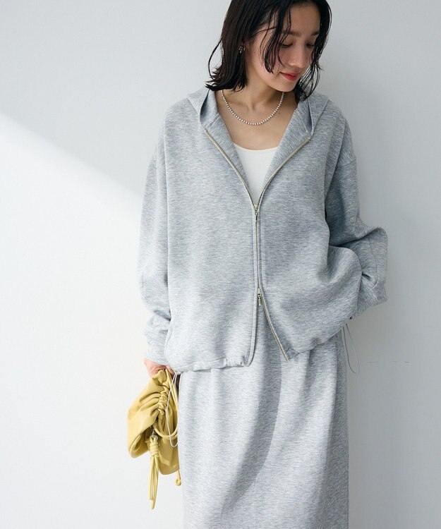 Green Parks ダブルＺＩＰ裾ドロストパーカー Gray Mixture
