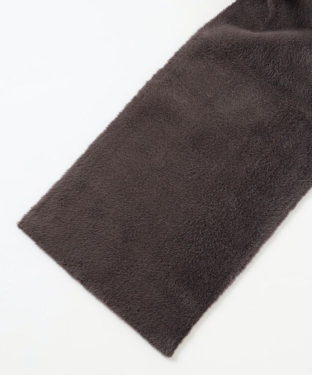 自由区 エコミンクフード付き ストール ダークブラウン系