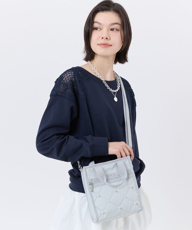 LeSportsac MINI N/S TOTE W/ PEARLS/ミストグレーパール ミストグレーパール