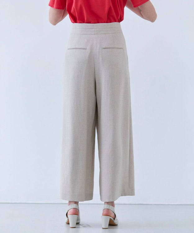 BEIGE， 【洗える】CAROLE / リネンライクラップワイドパンツ Sand