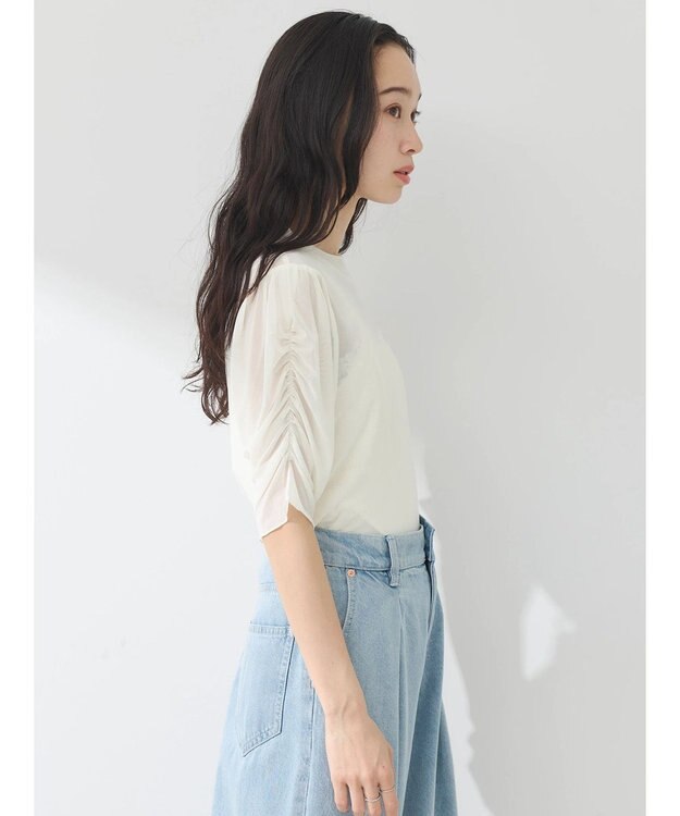 earth music&ecology ５分袖シアーインナー White