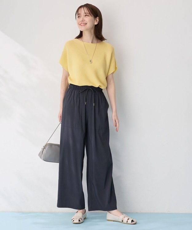 ANY 【新色追加/洗濯機可/ウエストゴム/接触冷感/UVケア/6色展開】清涼リラックスパンツ チャコール