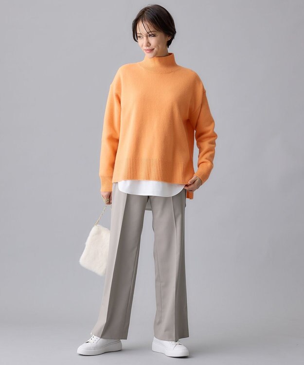 自由区 【洗える】T/R/Wストレッチストレート パンツ ライトグレー系