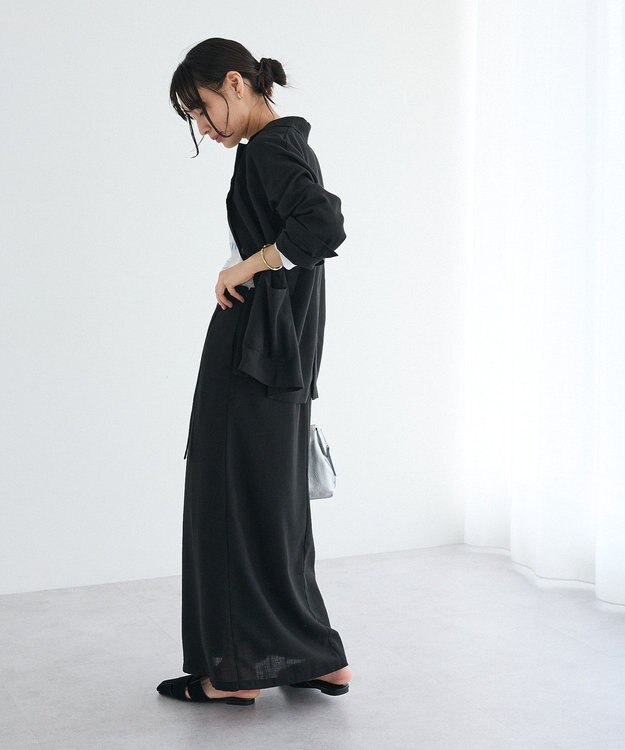 CRAFT STANDARD BOUTIQUE リネンライクラップ風スカート Black