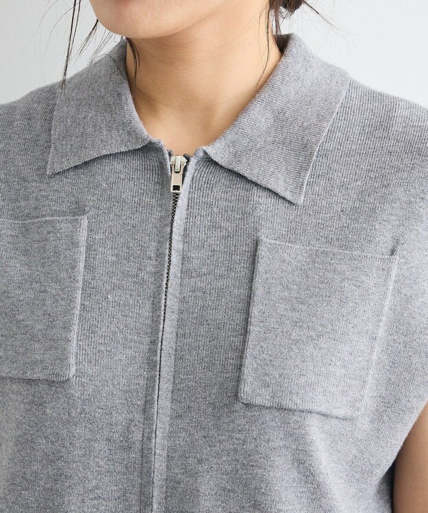 CRAFT STANDARD BOUTIQUE 衿付きジップベスト Gray Mixture