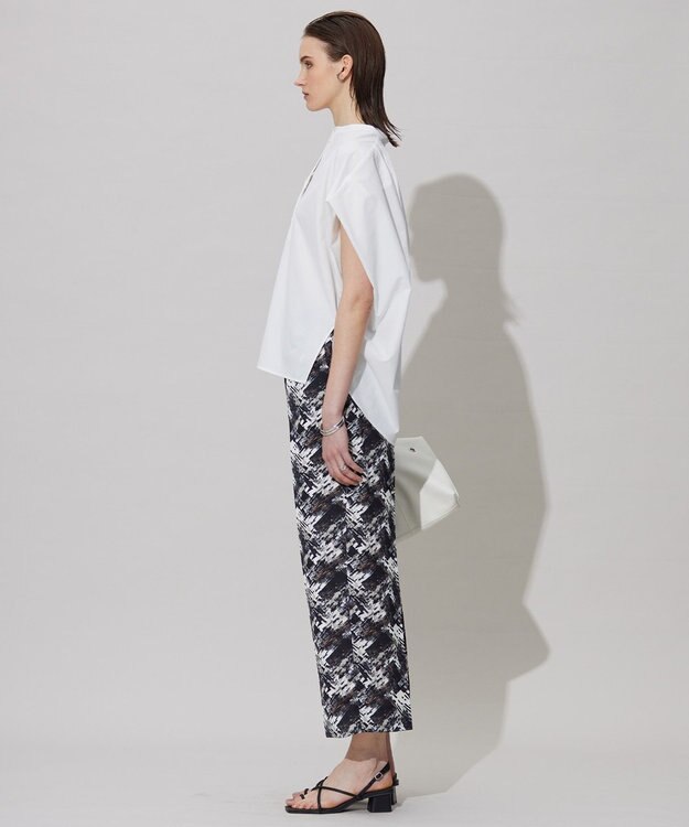 ICB L 【洗える】 ブラッシュプリント ワイドパンツ クリームブラウン系