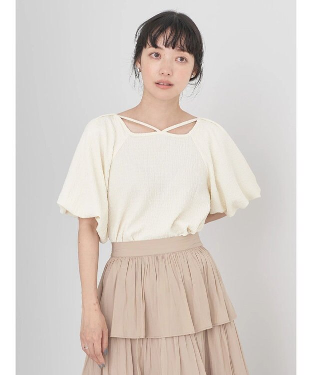 earth music&ecology バルーンスリーブプルオーバー Off White