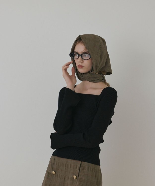 GRACE CONTINENTAL ハイゲージリブニットトップ ブラック